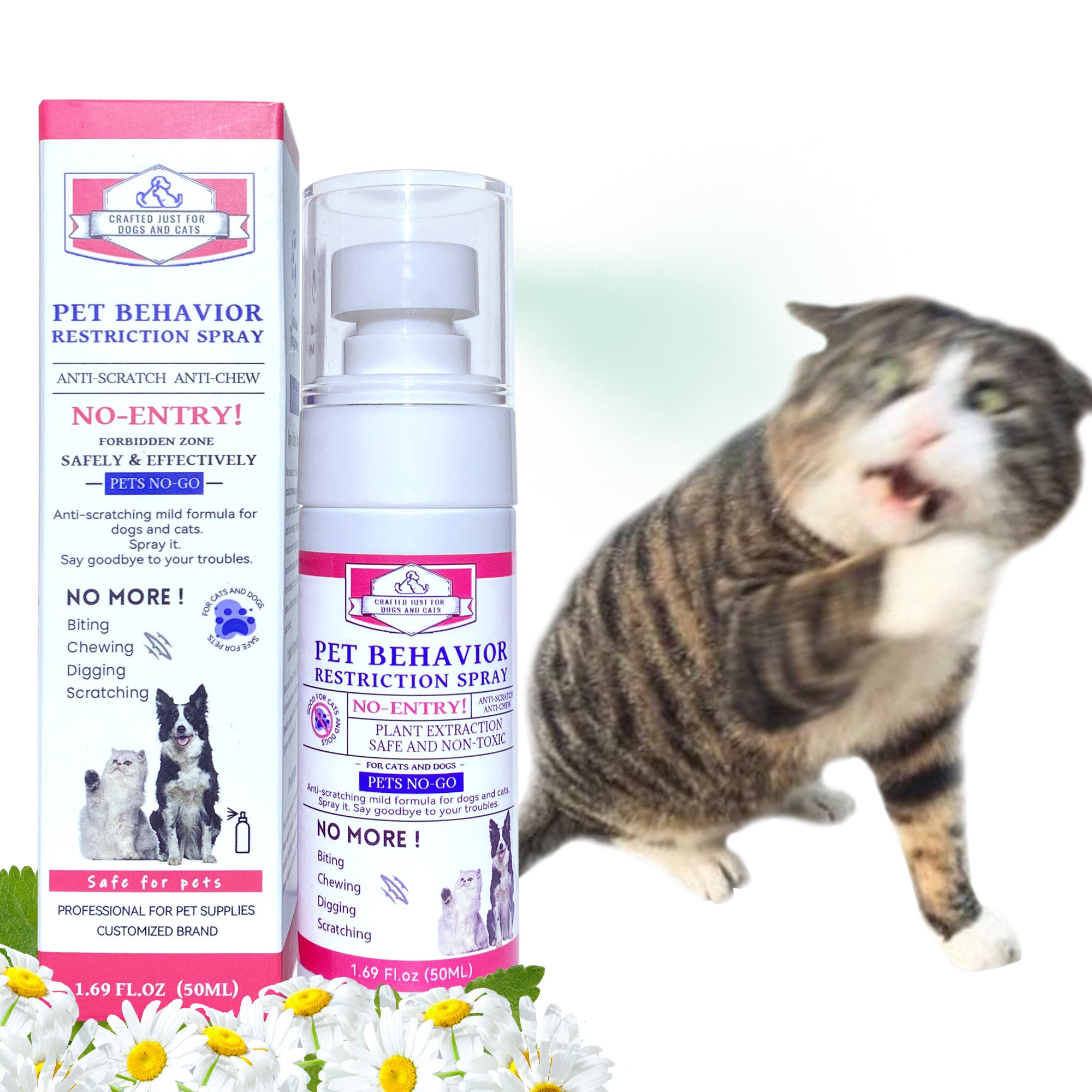 Pet Behavior Restriction Spray Plant Extract Bitter Apple Spray for Dogs and Cats. No Chew No Marking No Lick No Pee Not Here Deterrent Spray