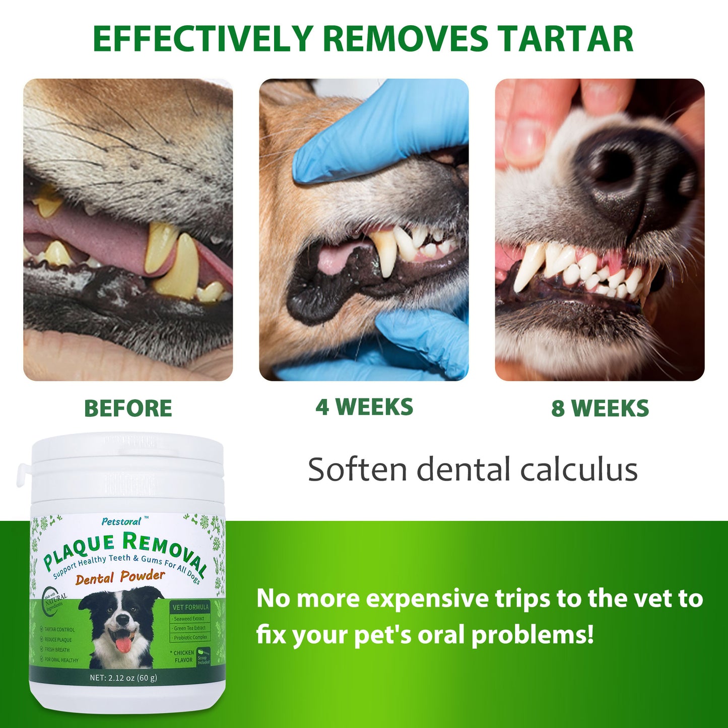 
                  
                    Plaque Removal Dental Powder - Dog Dental Care and Bad Breath Treatment, Dog Teeth Cleaning Powder for Healthy Teeth & Gums for All Dogs - 60g
                  
                