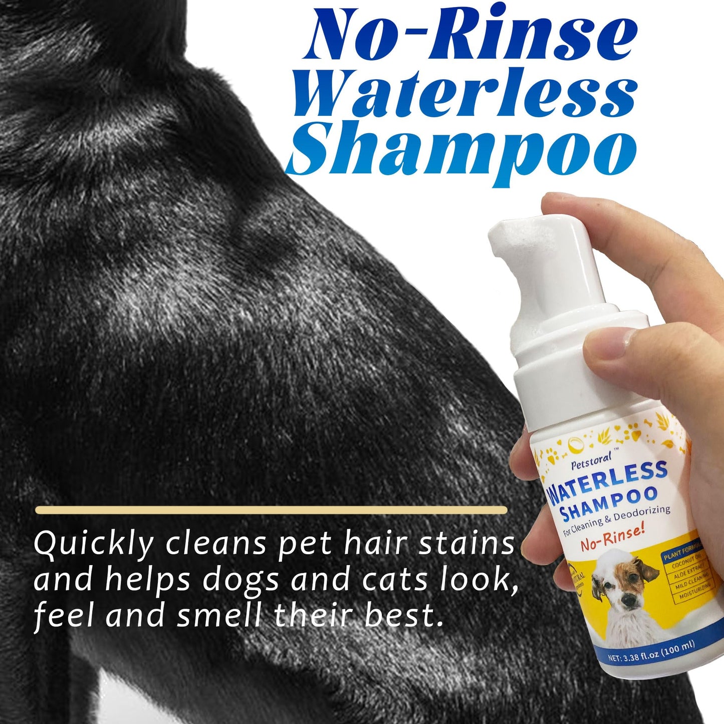 
                  
                    Petstoral Waterless Dog Shampoo No Rinse Puppy Dry Hypoallergenic Shampoo and Conditioner - Soothing and Deodorizing Quickly Cleans Smelly Dogs and Cats
                  
                