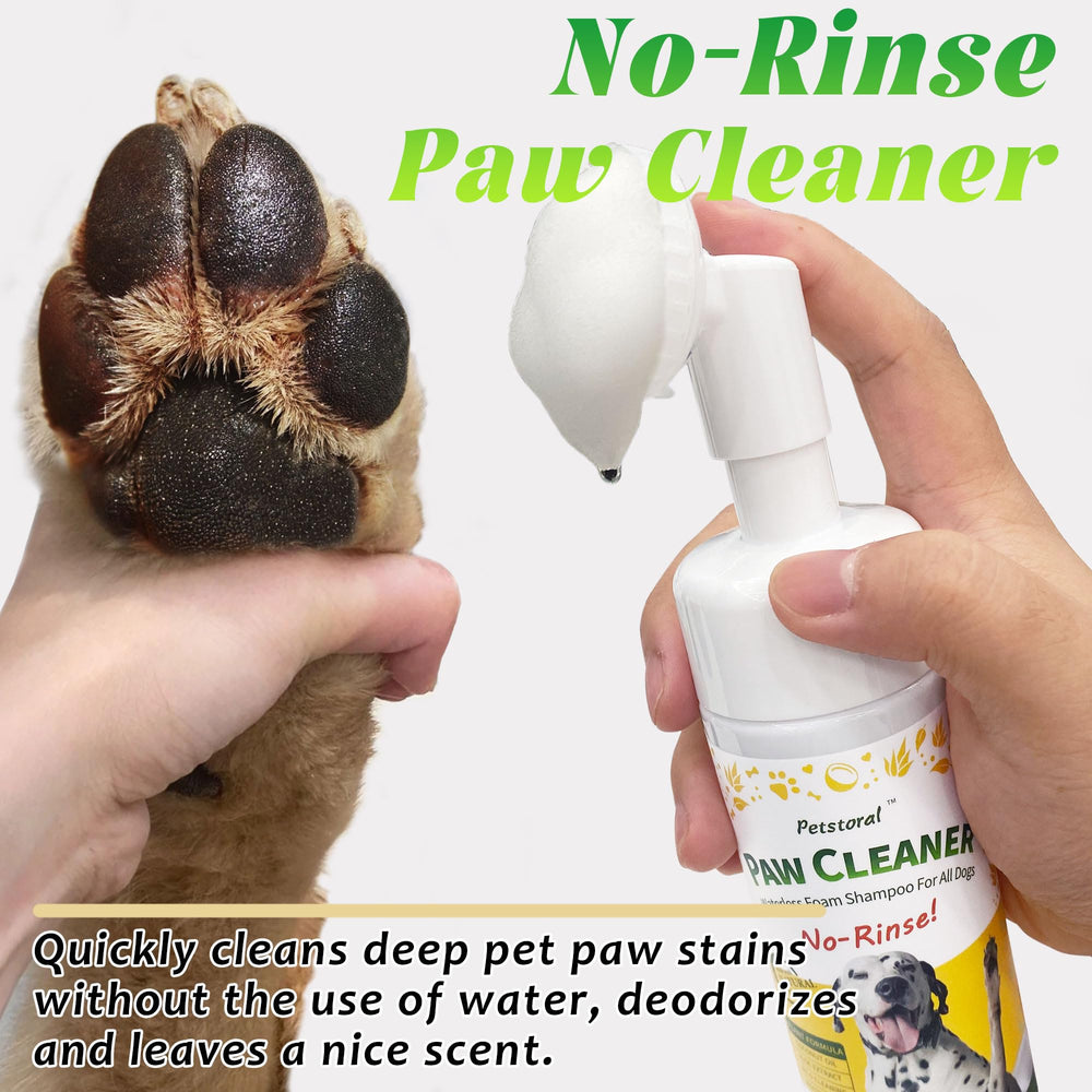 
                  
                    Petstoral Dog Paw Cleaner - No Rinse Foaming Cleanser Waterless Dog Shampoo Mild Formula Paw Moisturizer for Dogs and Cats
                  
                